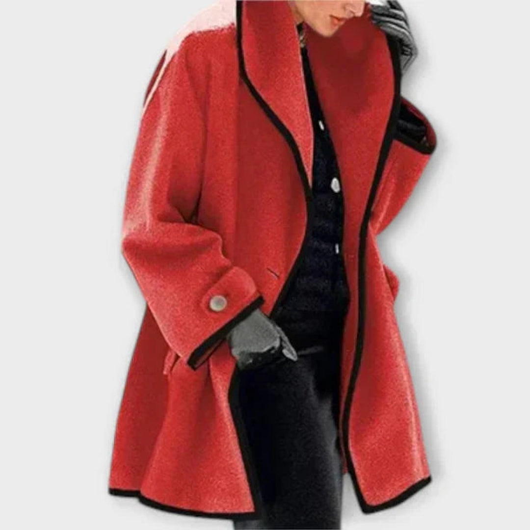 Dames Oversized Blazerjas met Contrastrand en Reverskraag