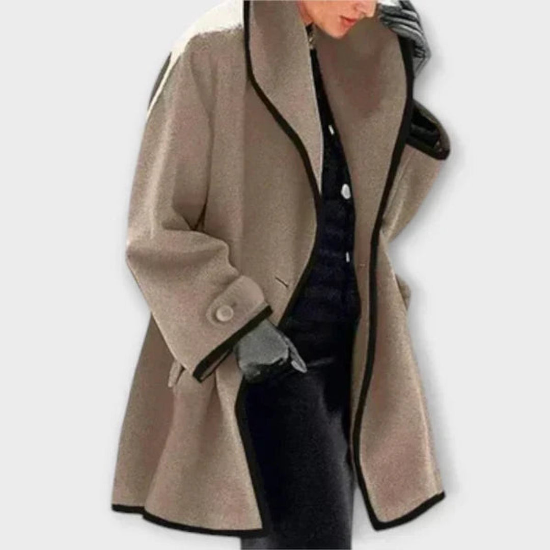 Dames Oversized Blazerjas met Contrastrand en Reverskraag