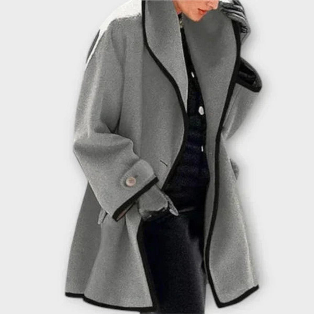 Dames Oversized Blazerjas met Contrastrand en Reverskraag