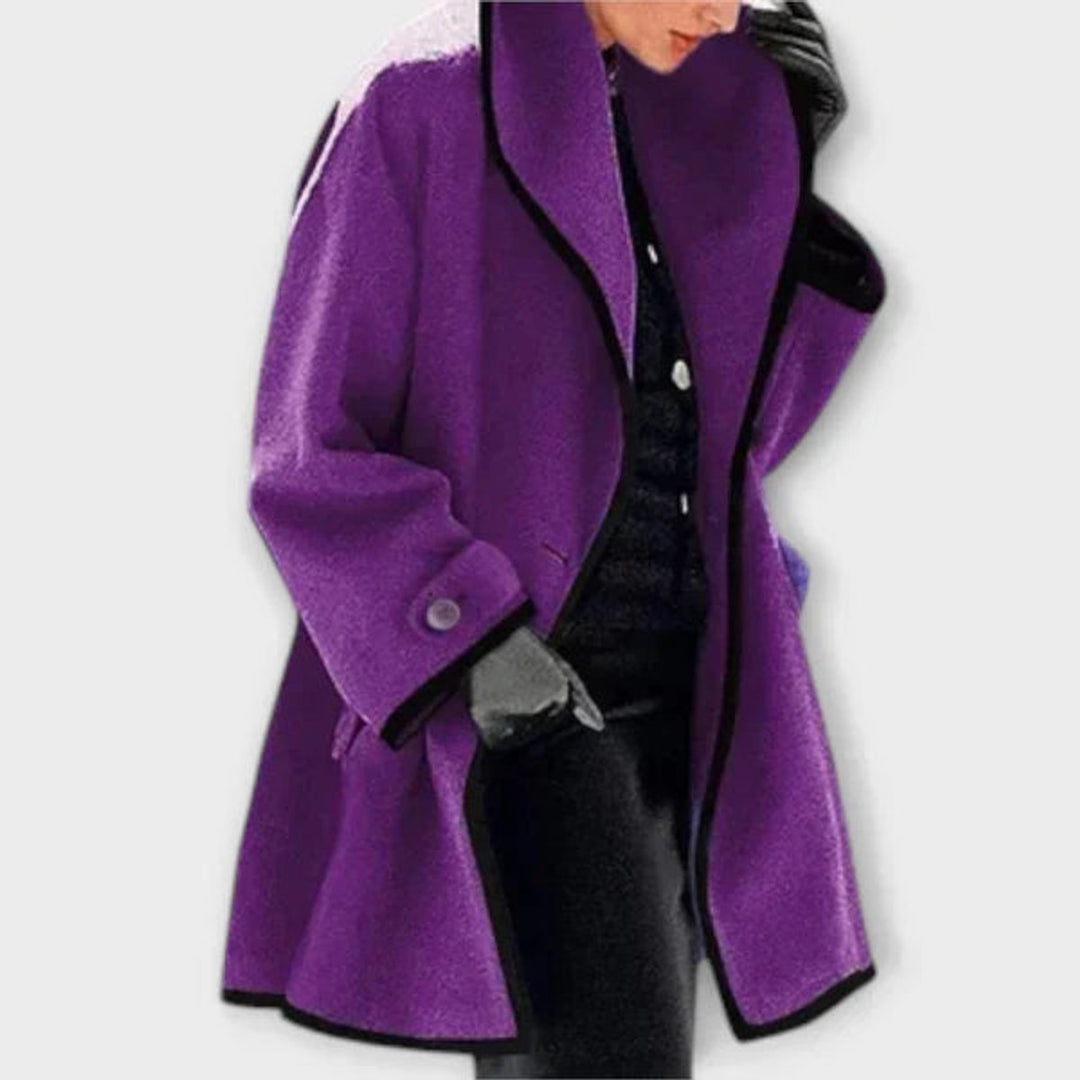 Dames Oversized Blazerjas met Contrastrand en Reverskraag