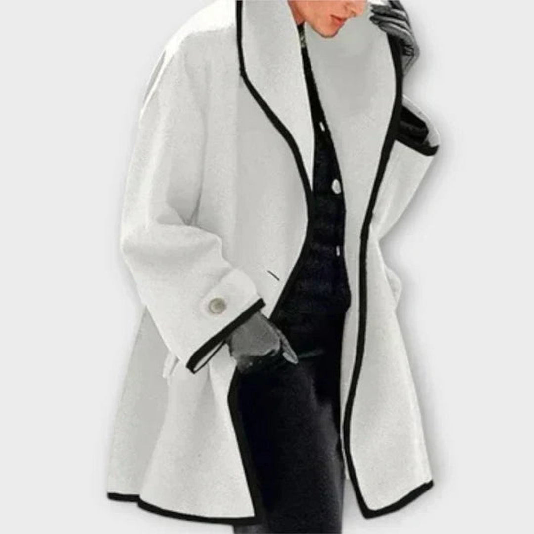 Dames Oversized Blazerjas met Contrastrand en Reverskraag