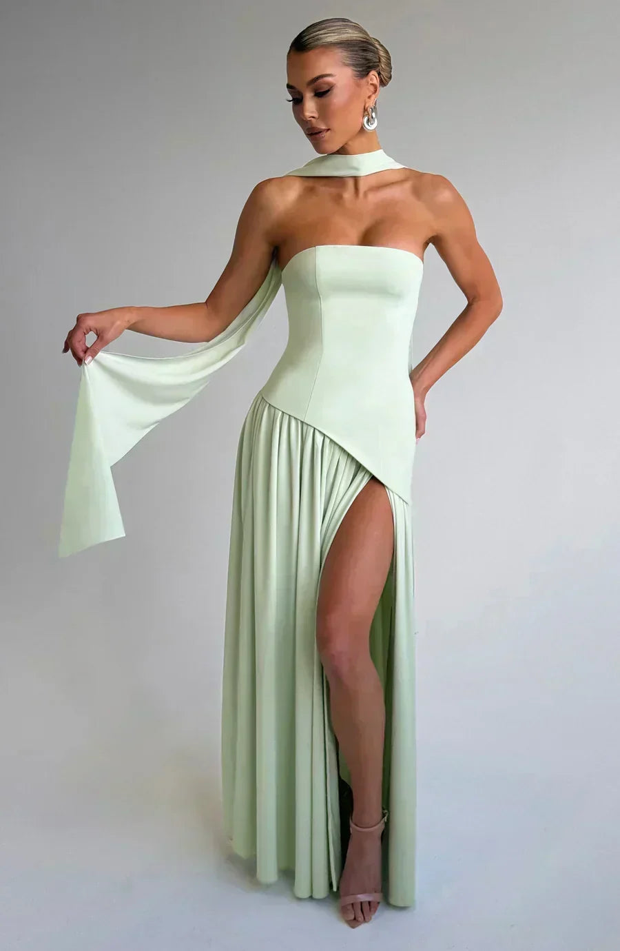 Emily | Dames Bruidsgast Asymmetrische Maxi Jurk