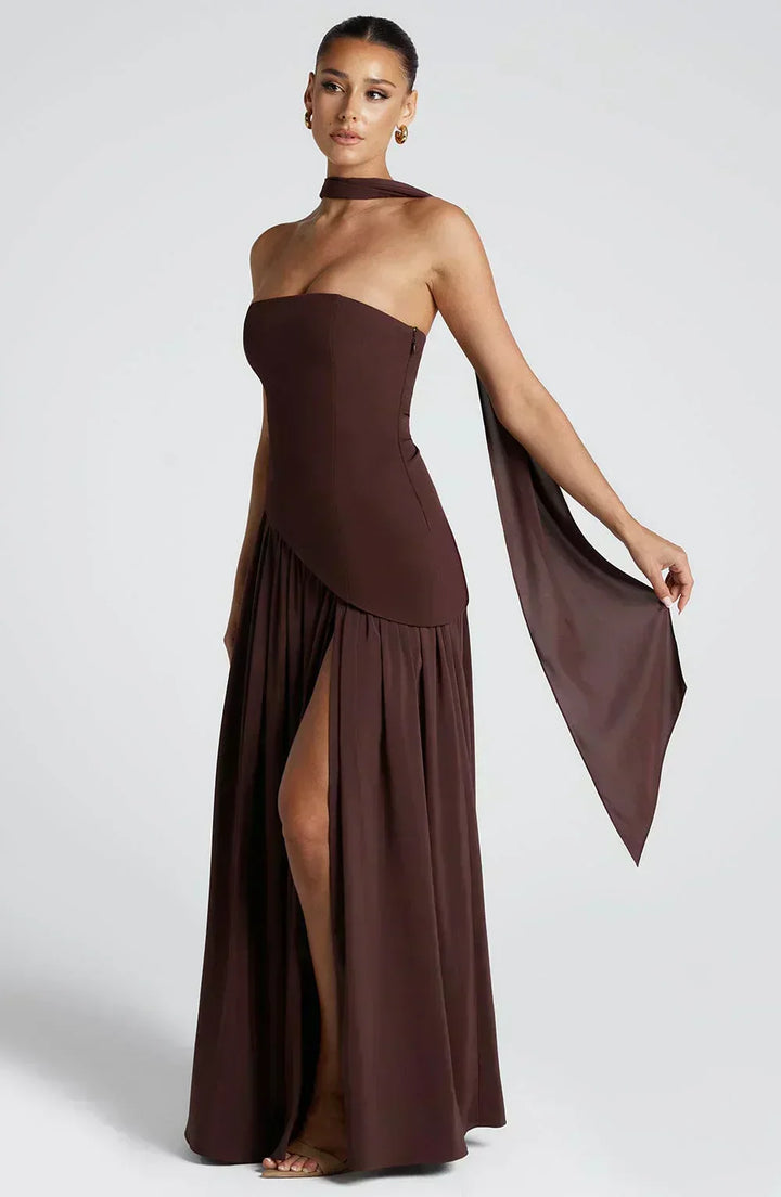 Emily | Dames Bruidsgast Asymmetrische Maxi Jurk