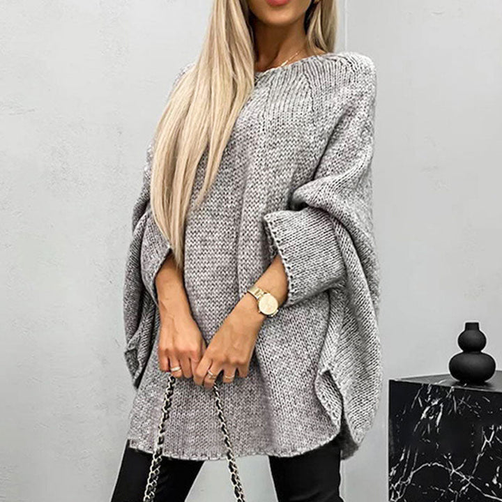 Dames Oversized Gebreide Trui met Ronde Hals en Relaxed Fit
