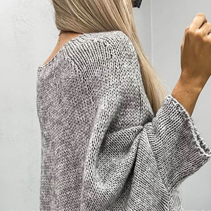 Dames Oversized Gebreide Trui met Ronde Hals en Relaxed Fit