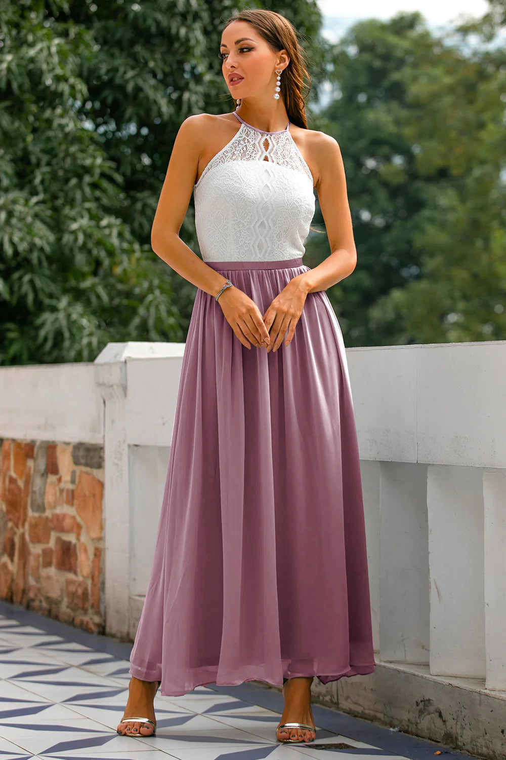 Madison | Dames Bruiloft Gast Halter Maxi Jurk