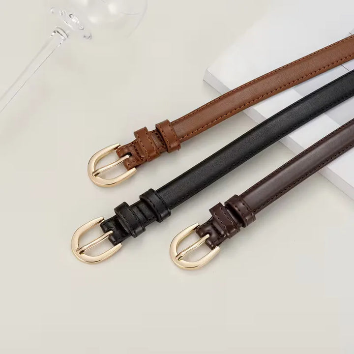 Dames Smalle Riem met Elegante Gouden Gesp